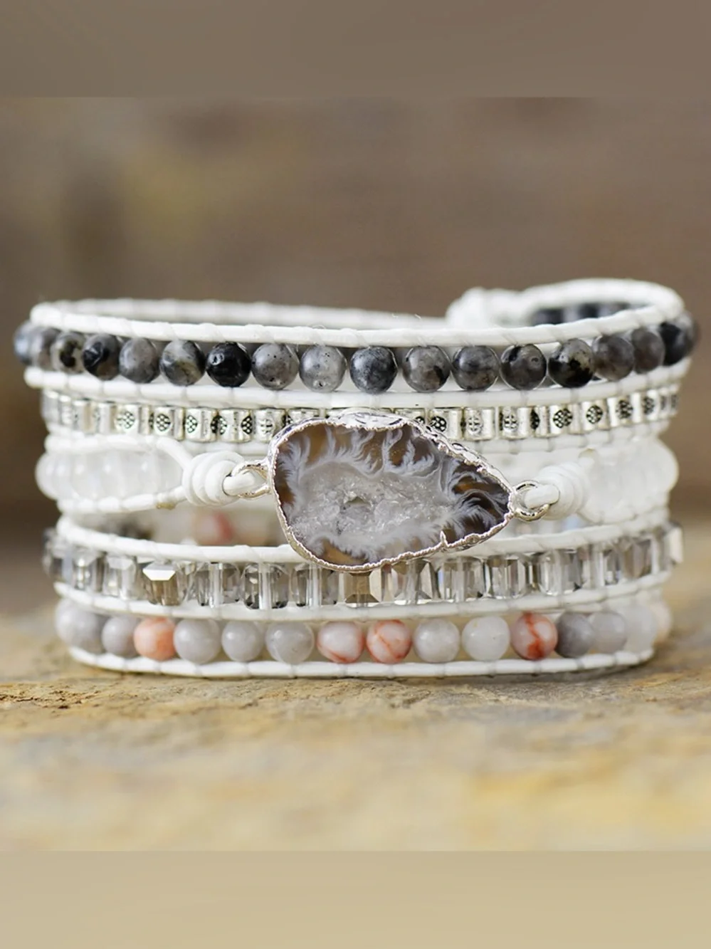 💜Hello Gorgeous! Natural Stone Layered Bracelet- White